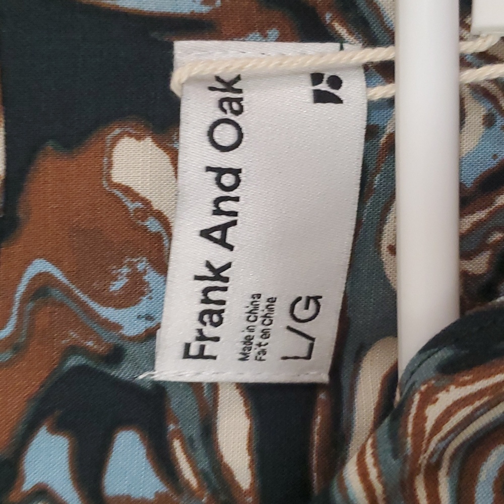 Frank & Oak Green Marble-Print Tie-Neck Blouse - Picture 4 of 5